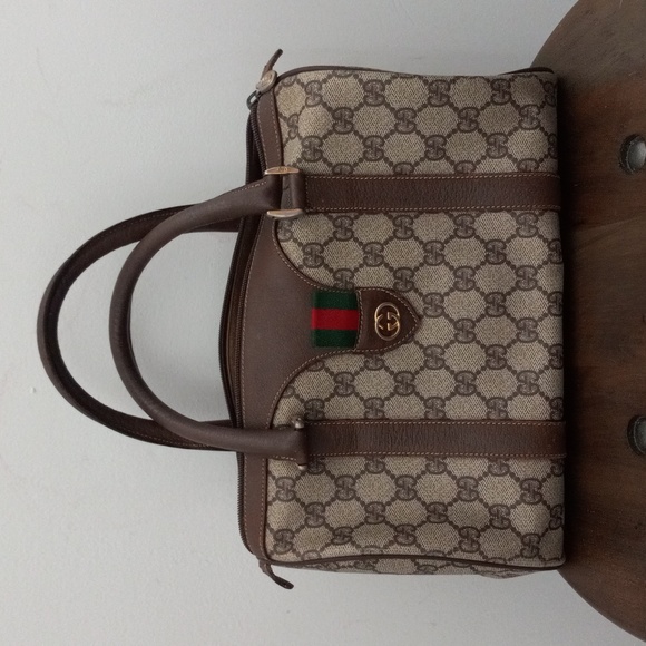 Authentic Vintage Gucci GG Monogram Supreme Sherry Web Ophidia Boston Doctor Bag - Picture 2 of 11